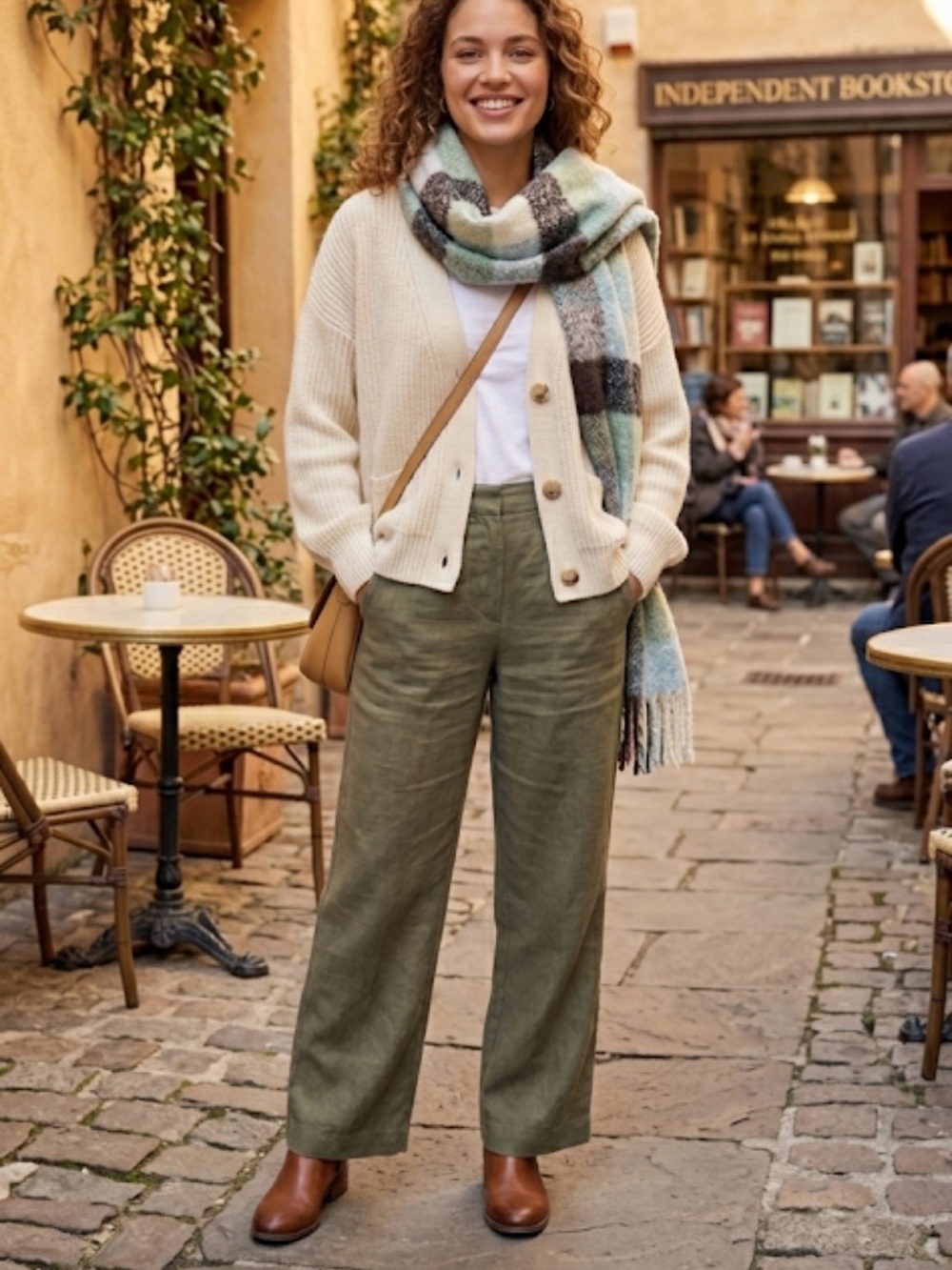 6. Soft Plaid Print Fringe Multi Colored Scarf